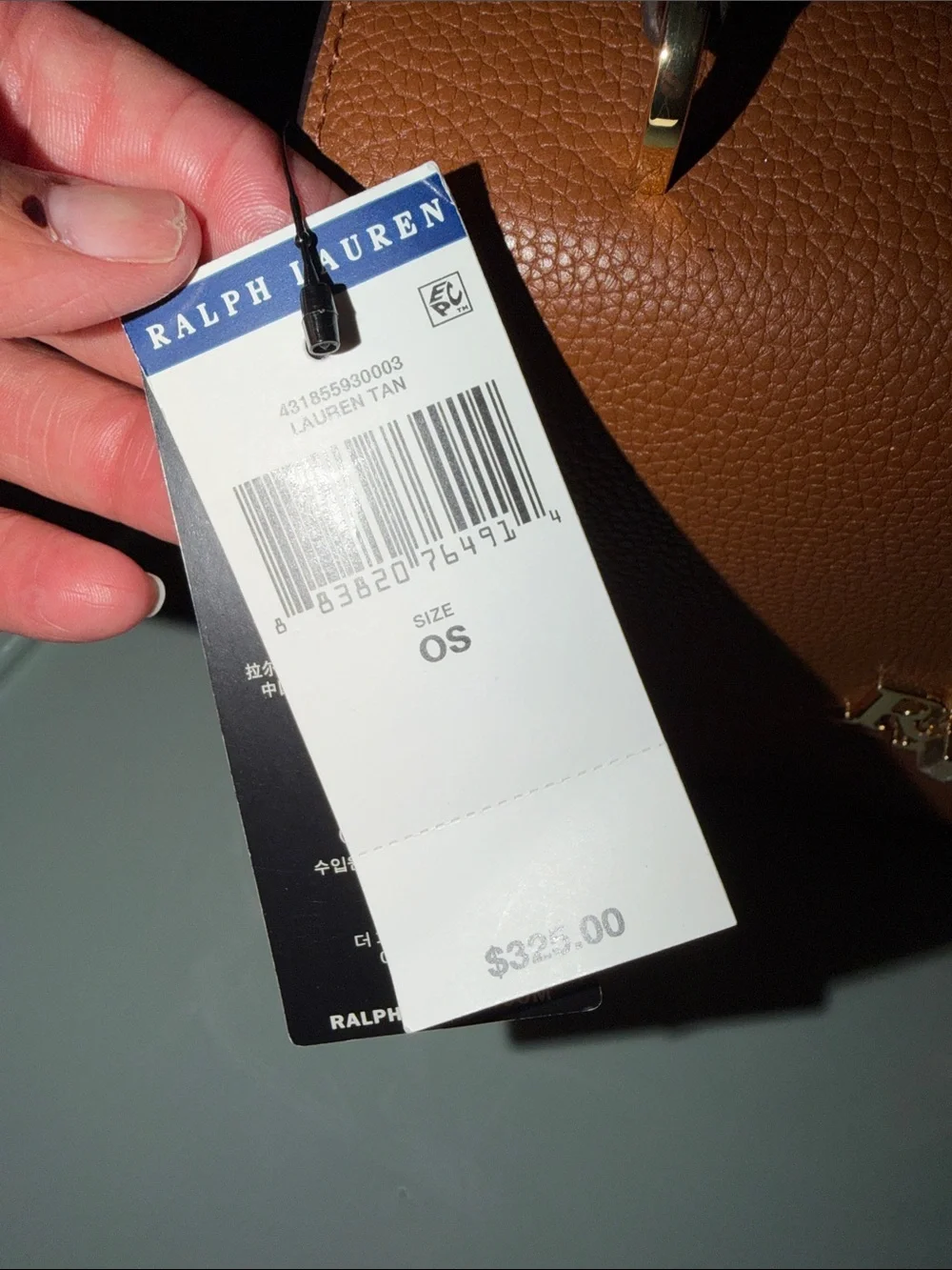 Ralph Lauren Cognac Leather Top-Handle Satchel with Gold RL Logo